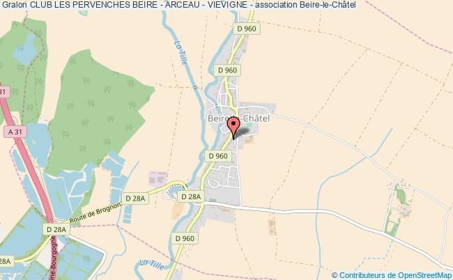 plan association Club Les Pervenches Beire - Arceau - Vievigne - Beire-le-Châtel
