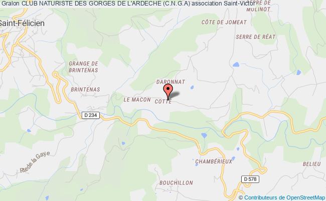 plan association Club Naturiste Des Gorges De L'ardeche (c.n.g.a) Saint-Victor