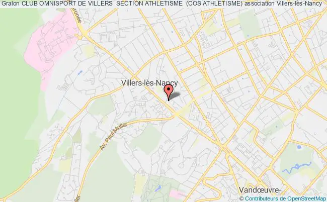 plan association Club Omnisport De Villers  Section Athletisme  (cos Athletisme) Villers-lès-Nancy