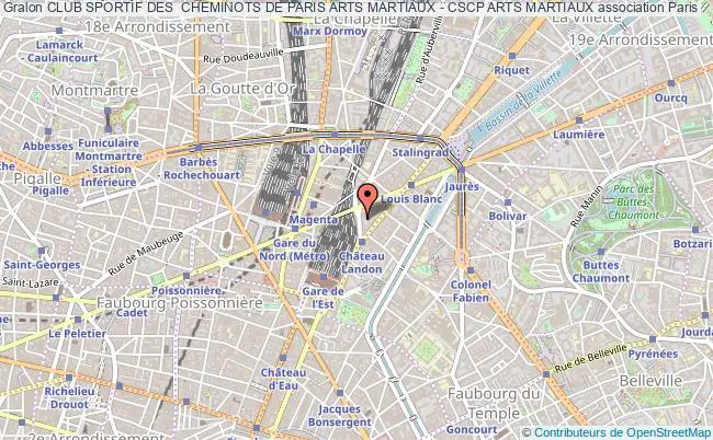 plan association Club Sportif Des  Cheminots De Paris Arts Martiaux - Cscp Arts Martiaux Paris 10e