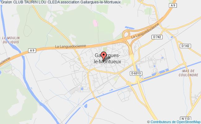 plan association Club Taurin Lou Cleda Gallargues-le-Montueux