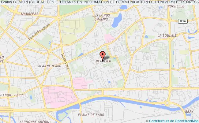 plan association Com'on (bureau Des Etudiants En Information Et Communication De L'universite Rennes 2) Rennes cedex
