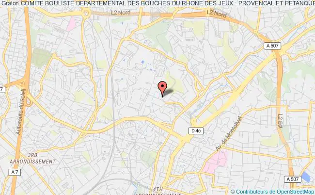plan association Comite Bouliste Departemental Des Bouches Du Rhone Des Jeux : Provencal Et Petanque Marseille