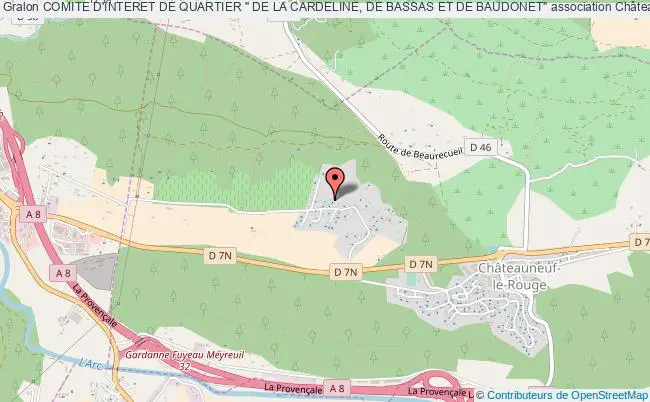 plan association Comite D'interet De Quartier " De La Cardeline, De Bassas Et De Baudonet" Châteauneuf-le-Rouge