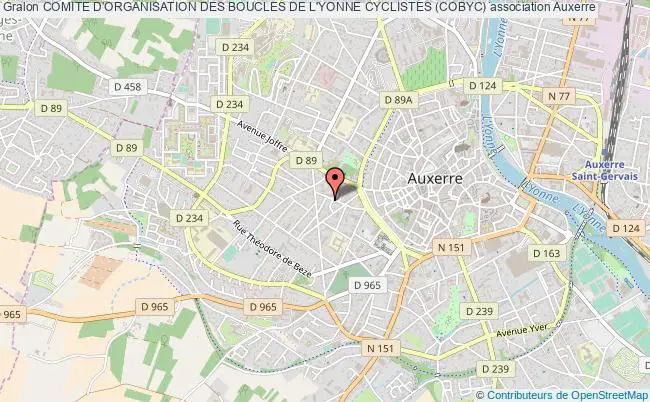 plan association Comite D'organisation Des Boucles De L'yonne Cyclistes (cobyc) Auxerre