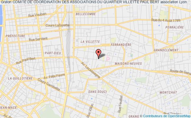 plan association Comite De Coordination Des Associations Du Quartier Villette Paul Bert Lyon