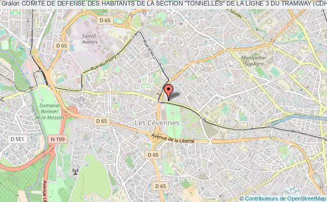 plan association Comite De Defense Des Habitants De La Section "tonnelles" De La Ligne 3 Du Tramway (cdhst) Montpellier