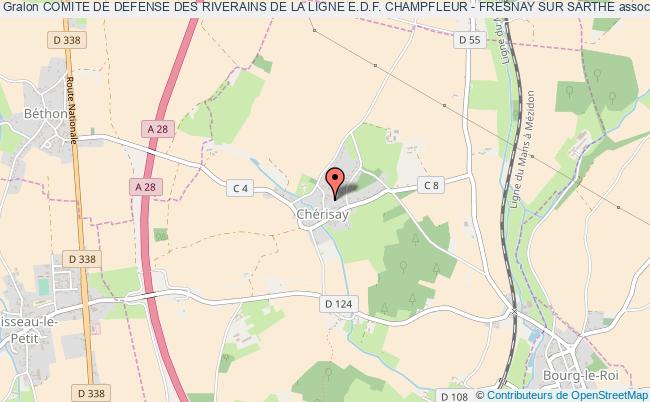 plan association Comite De Defense Des Riverains De La Ligne E.d.f. Champfleur - Fresnay Sur Sarthe Chérisay