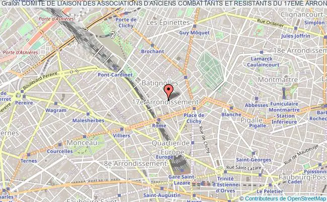 plan association Comite De Liaison Des Associations D'anciens Combattants Et Resistants Du 17eme Arrondissement Claacr 17 Paris