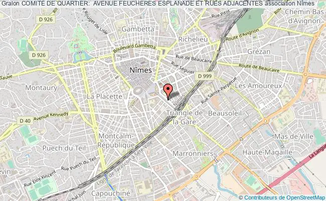 plan association Comite De Quartier:  Avenue Feucheres Esplanade Et Rues Adjacentes Nîmes