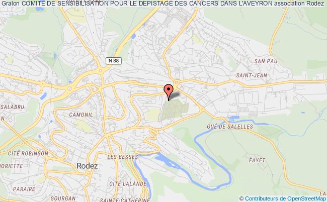 plan association Comite De Sensibilisation Pour Le Depistage Des Cancers Dans L'aveyron Rodez
