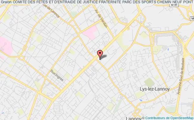 plan association Comite Des Fetes Et D'entraide De Justice Fraternite Parc Des Sports Chemin Neuf Pont Rouge Roubaix