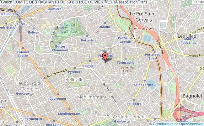 plan association Comite Des Habitants Du 59 Bis Rue Olivier Metra Paris
