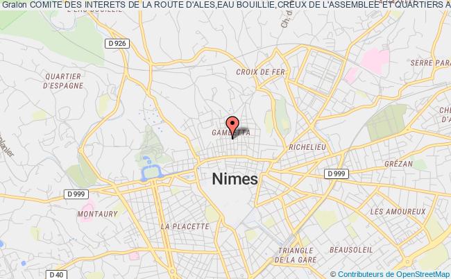 plan association Comite Des Interets De La Route D'ales,eau Bouillie,creux De L'assemblee Et Quartiers Adjacents Nîmes