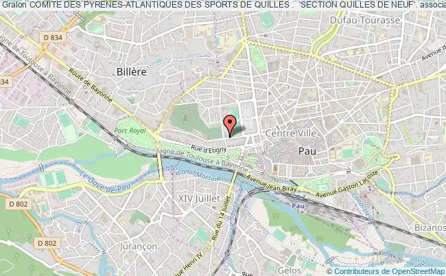 plan association Comite Des Pyrenes-atlantiques Des Sports De Quilles .  'section Quilles De Neuf'. Pau