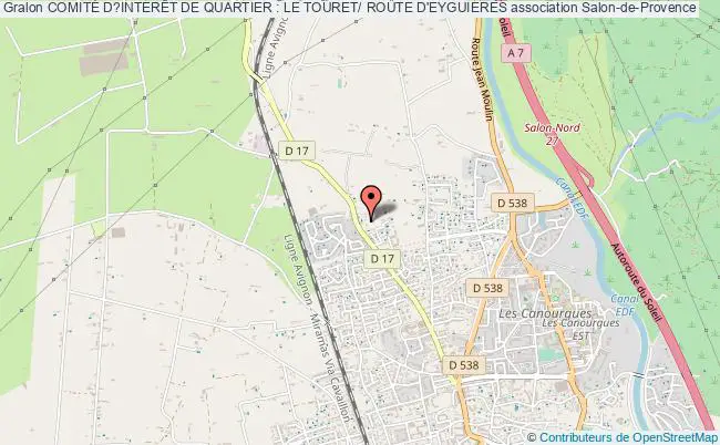 plan association ComitÉ D?interÊt De Quartier : Le Touret/ Route D'eyguieres Salon-de-Provence