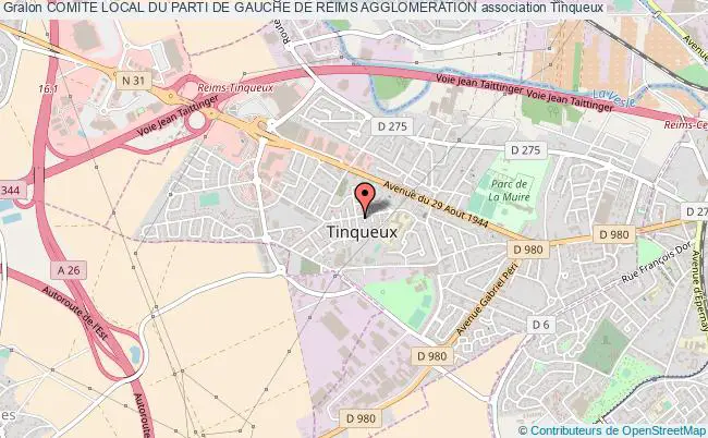 plan association Comite Local Du Parti De Gauche De Reims Agglomeration Tinqueux