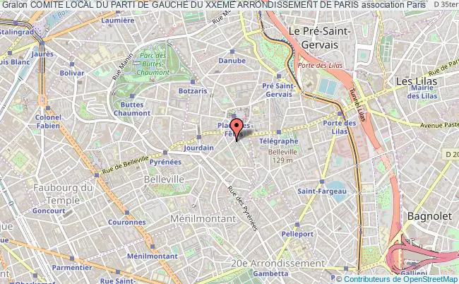 plan association Comite Local Du Parti De Gauche Du Xxeme Arrondissement De Paris Paris