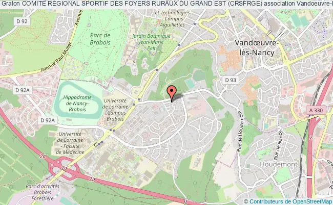 plan association ComitÉ RÉgional Sportif Des Foyers Ruraux Du Grand Est (crsfrge) Vandoeuvre-lès-Nancy