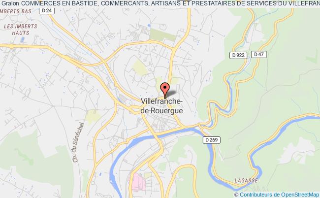 plan association Commerces En Bastide, Commercants, Artisans Et Prestataires De Services Du Villefranchois Villefranche-de-Rouergue