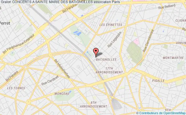 plan association Concerts A Sainte Marie Des Batignolles Paris