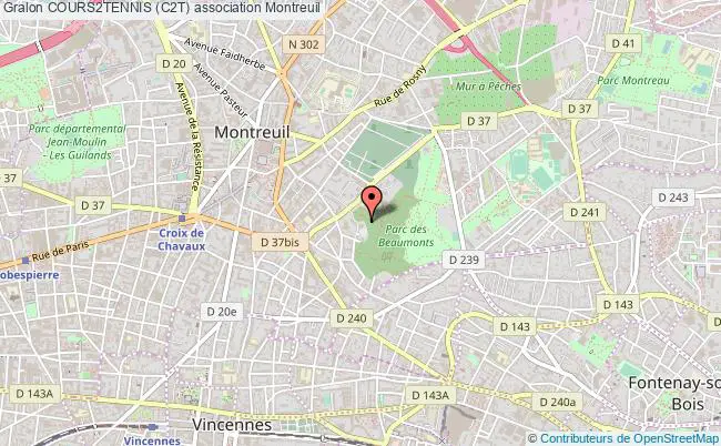 plan association Cours2tennis (c2t) Montreuil