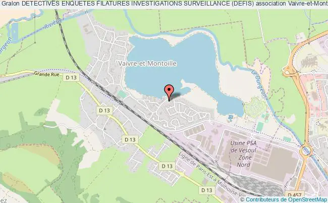 plan association Detectives Enquetes Filatures Investigations Surveillance (defis) Vaivre-et-Montoille