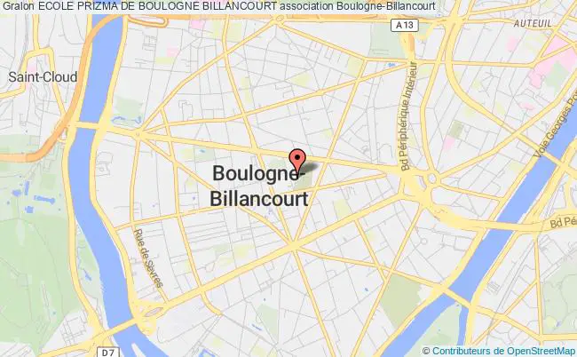 plan association Ecole Prizma De Boulogne Billancourt Boulogne-Billancourt