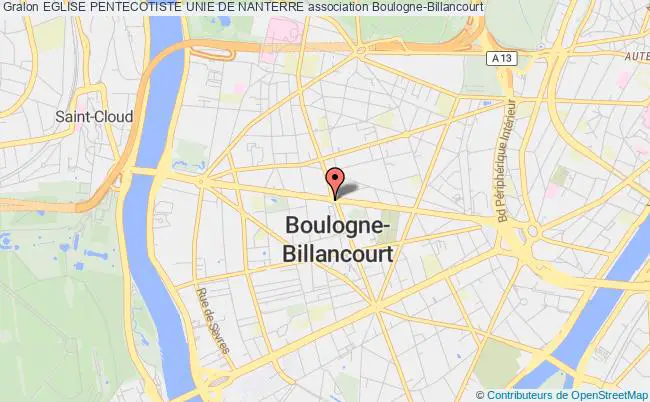 plan association Eglise Pentecotiste Unie De Nanterre Boulogne-Billancourt