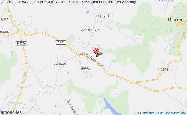 plan association Equipage: Les Vernos 4l Trophy 2025 Vernosc-lès-Annonay