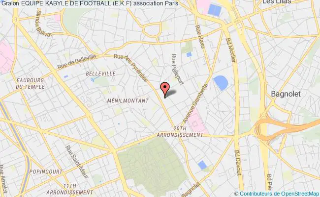plan association Equipe Kabyle De Football (e.k.f) Paris 20e