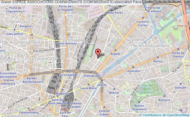 plan association Espace Associations Com'migrants (com'migrants) Paris 19e