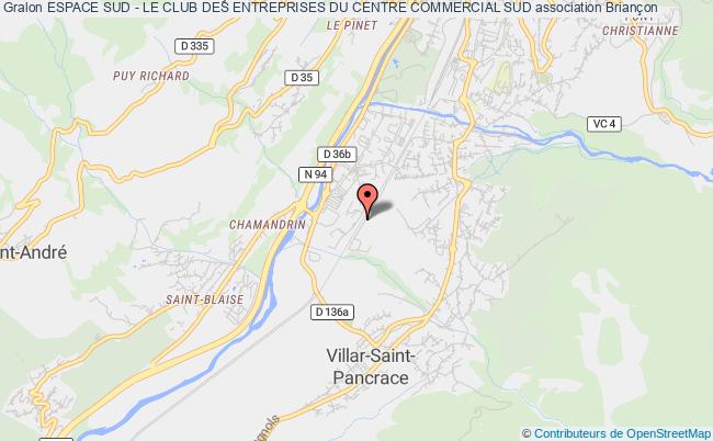 plan association Espace Sud - Le Club Des Entreprises Du Centre Commercial Sud Briançon
