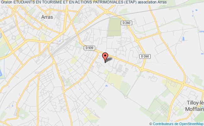 plan association Etudiants En Tourisme Et En Actions Patrimoniales (etap) Arras cedex