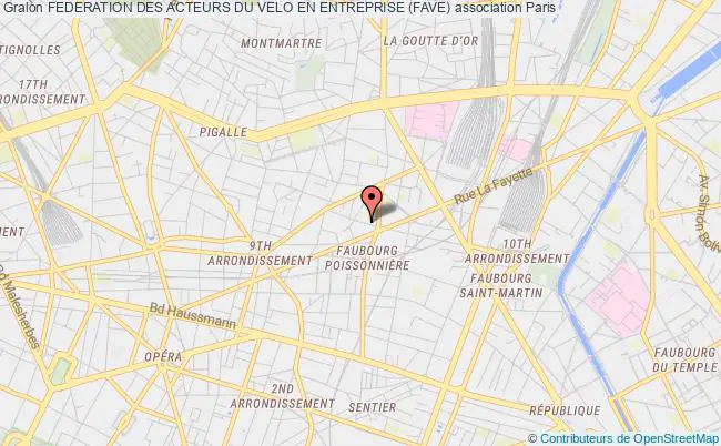 plan association Federation Des Acteurs Du Velo En Entreprise (fave) Paris