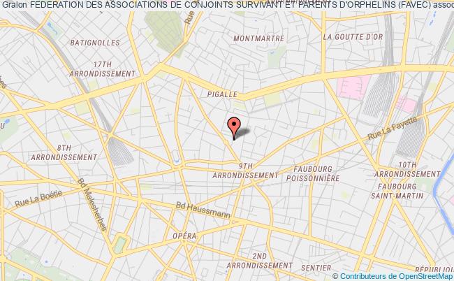 plan association Federation Des Associations De Conjoints Survivant Et Parents D'orphelins (favec) Paris 9e