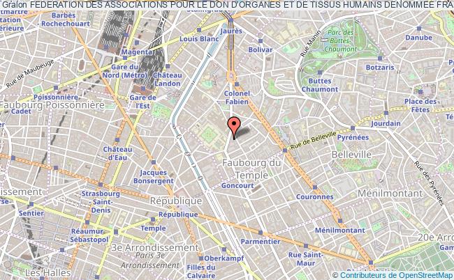plan association Federation Des Associations Pour Le Don D'organes Et De Tissus Humains Denommee France Adot Paris