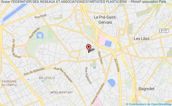 plan association Federation Des Reseaux Et Associations D?artistes Plasticiens  - Fraap Paris 19e