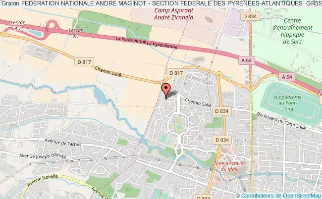 plan association Federation Nationale Andre Maginot - Section Federale Des Pyrenees-atlantiques  Gr55 Lons