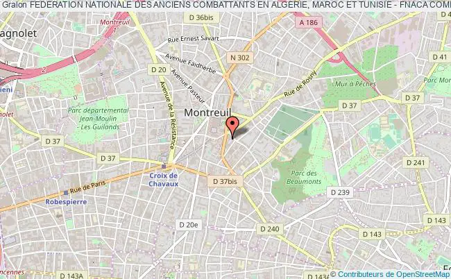 plan association Federation Nationale Des Anciens Combattants En Algerie, Maroc Et Tunisie - Fnaca Comite De Montreuil Montreuil