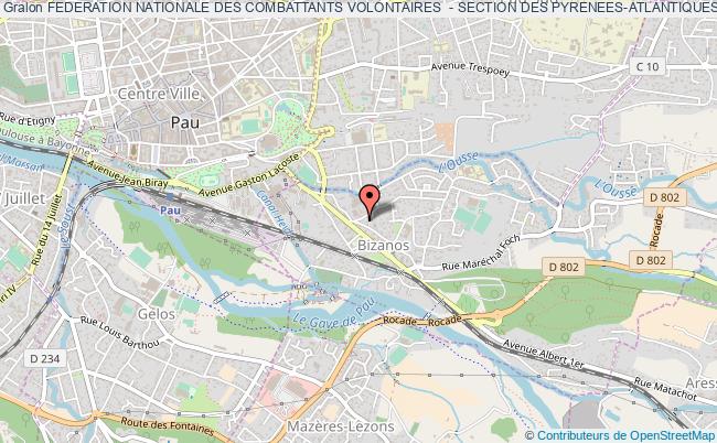 plan association Federation Nationale Des Combattants Volontaires  - Section Des Pyrenees-atlantiques. Bizanos