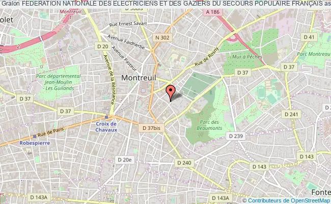 plan association Federation Nationale Des Electriciens Et Des Gaziers Du Secours Populaire FranÇais Montreuil