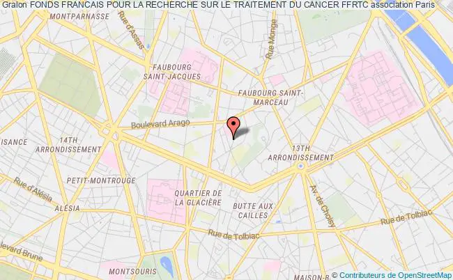 plan association Fonds Francais Pour La Recherche Sur Le Traitement Du Cancer Ffrtc Paris