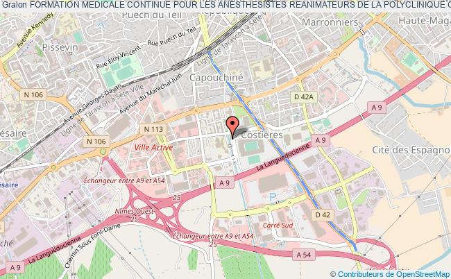 plan association Formation Medicale Continue Pour Les Anesthesistes Reanimateurs De La Polyclinique Grand Sud (f M C A R P G S) Nîmes