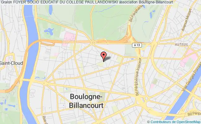 plan association Foyer Socio Educatif Du College Paul Landowski Boulogne-Billancourt