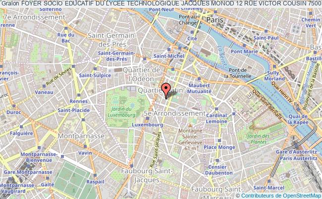 plan association Foyer Socio Educatif Du Lycee Technologique Jacques Monod 12 Rue Victor Cousin 75005 Paris Paris