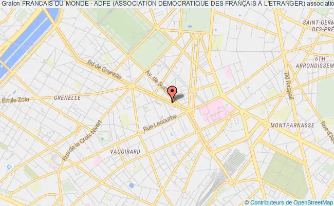 plan association Francais Du Monde - Adfe (association DÉmocratique Des FranÇais À L'etrangers) Paris 15e