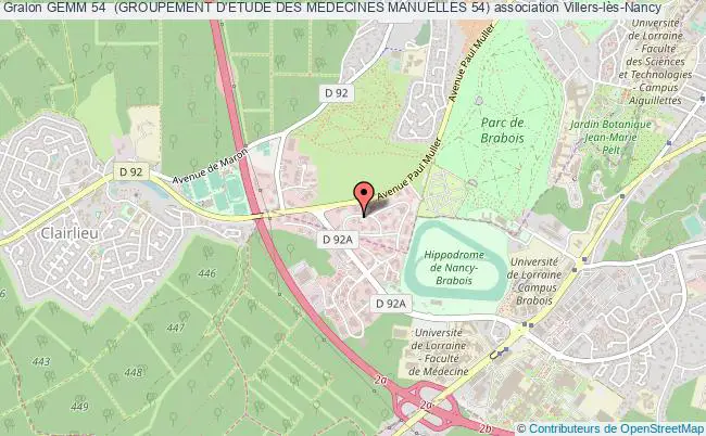 plan association Gemm 54  (groupement D'etude Des Medecines Manuelles 54) Villers-lès-Nancy