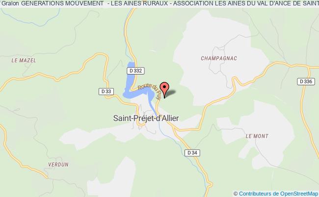 plan association Generations Mouvement  - Les Aines Ruraux - Association Les Aines Du Val D'ance De Saint Prejet D'allier Saint-Préjet-d'Allier