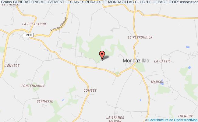 plan association GÉnÉrations Mouvement Les AinÉs Ruraux De Monbazillac Club "le CÉpage D'or" Monbazillac